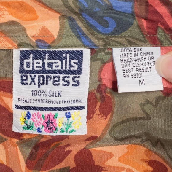 90s Silk Earth Tone Floral Blouse - Medium | Vintage‎ Button Up Secretary Top - Picture 6 of 8